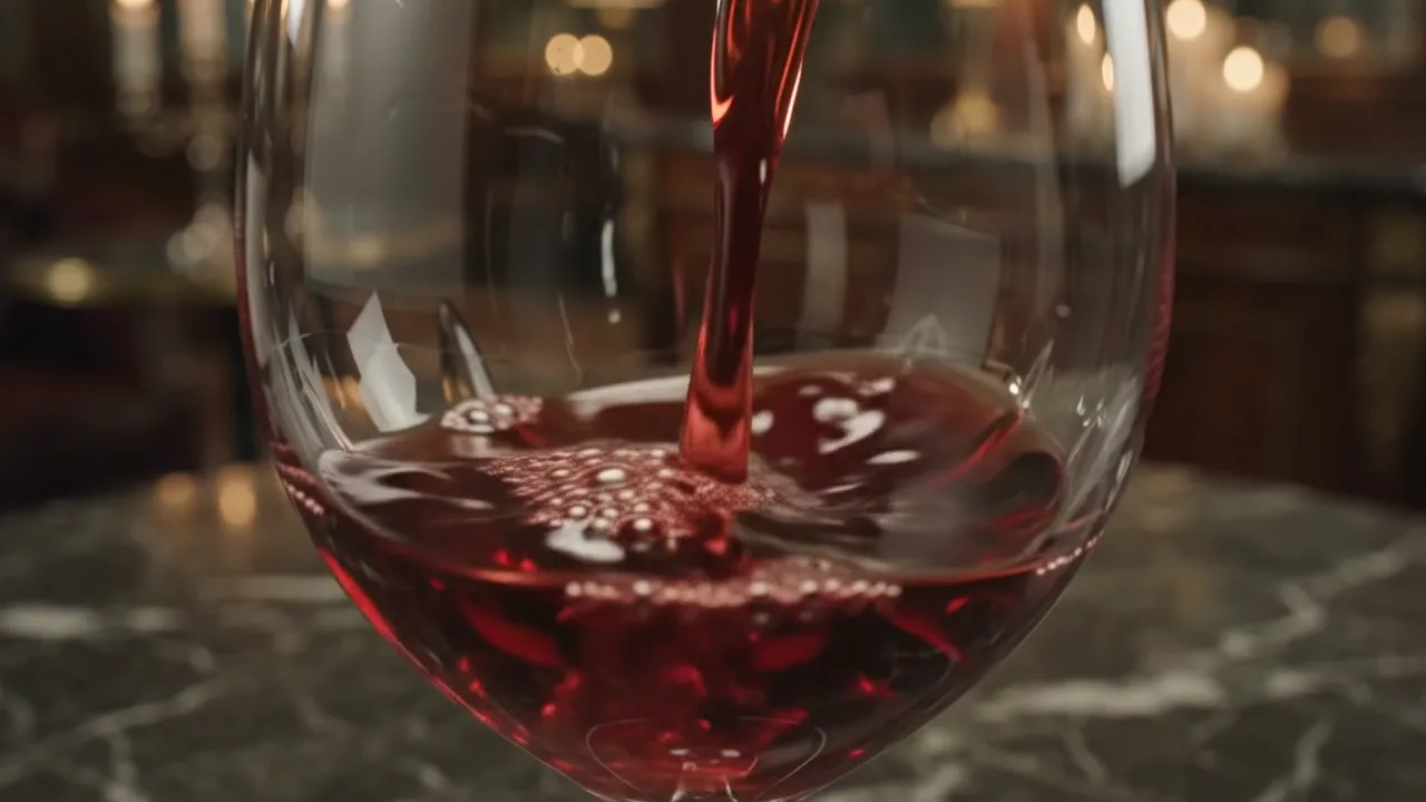 Wine being poured into a crystal glass
